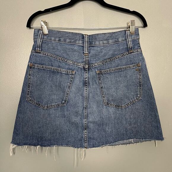 Madewell Rigid Denim Jean A-Line Skirt Pockets 100% Cotton Blue Women’s 26 - Picture 2 of 8